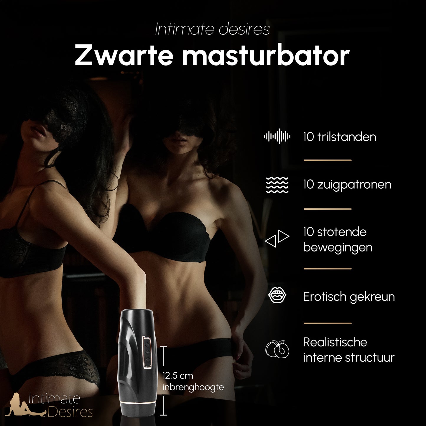 Masturbator voor man | Stoot- zuig- & trilfunctie | Verwarmd