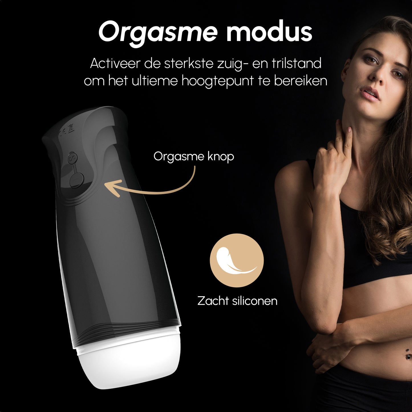 Masturbator voor man | Zwart | Zuig- & Trilfunctie | Orgasme Modus