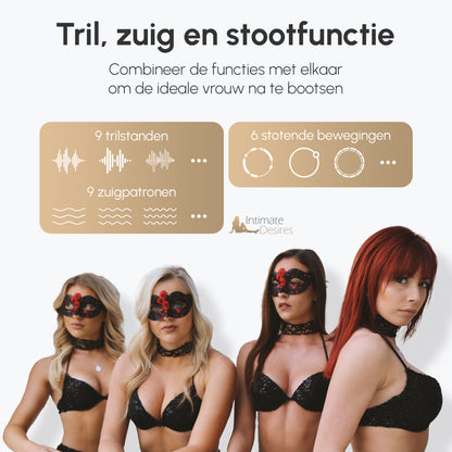 Masturbator Madrid | Stoot- zuig- & trilfunctie | Verwarmd | LED Scherm