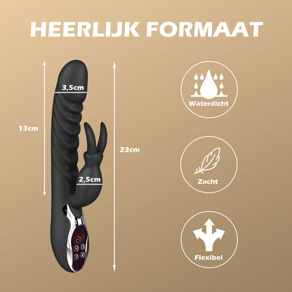 Afmetingen verwarmde vibrator en kenmerken: Waterdicht, zacht en flexibel