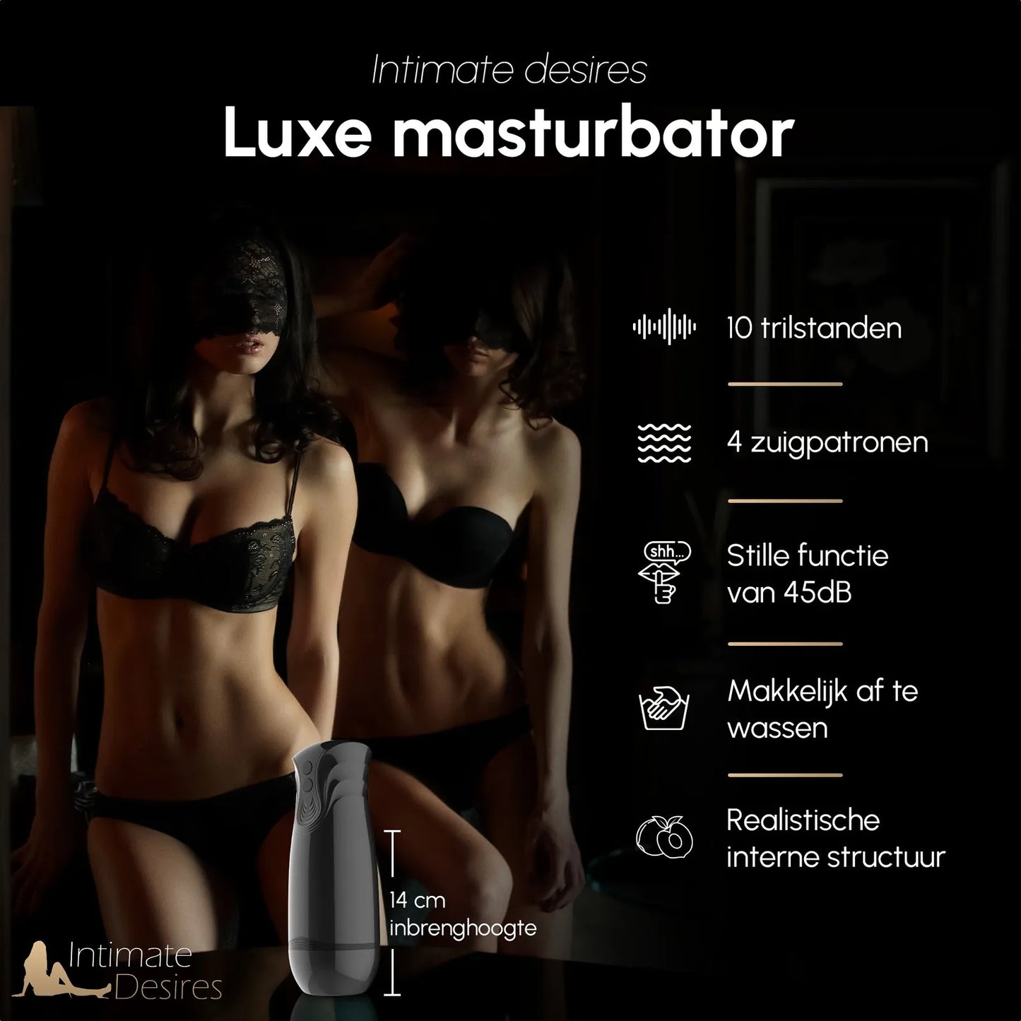 Luxe uitstraling van de London Masturbator Black Edition