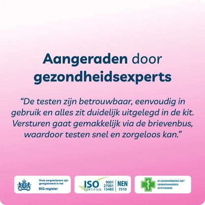 Smart Care 4 in 1 SOA test: aanbevolen door gezondheidsexperts, BIG-geregistreerd en ISO gecertificeerd.