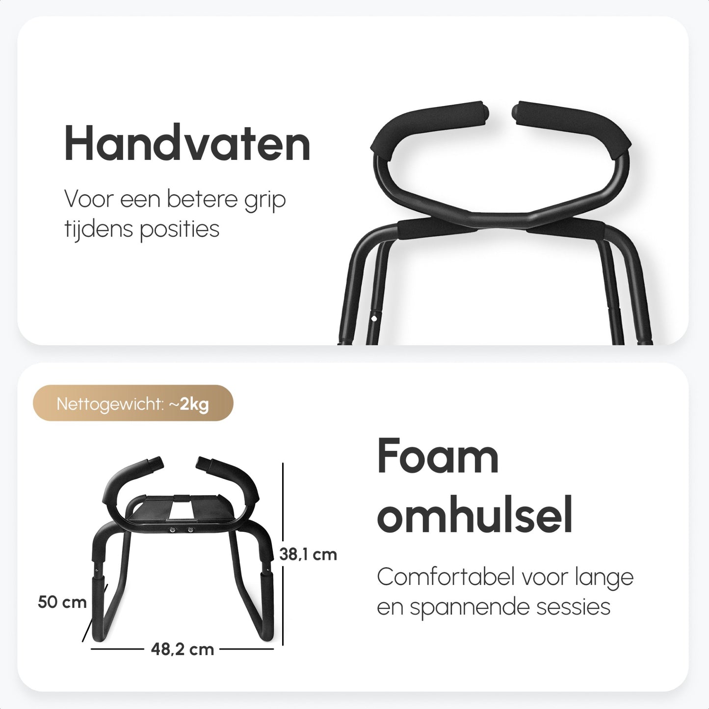 Seksstoel LoveSeat | Handvaten | Bedekt met Foam