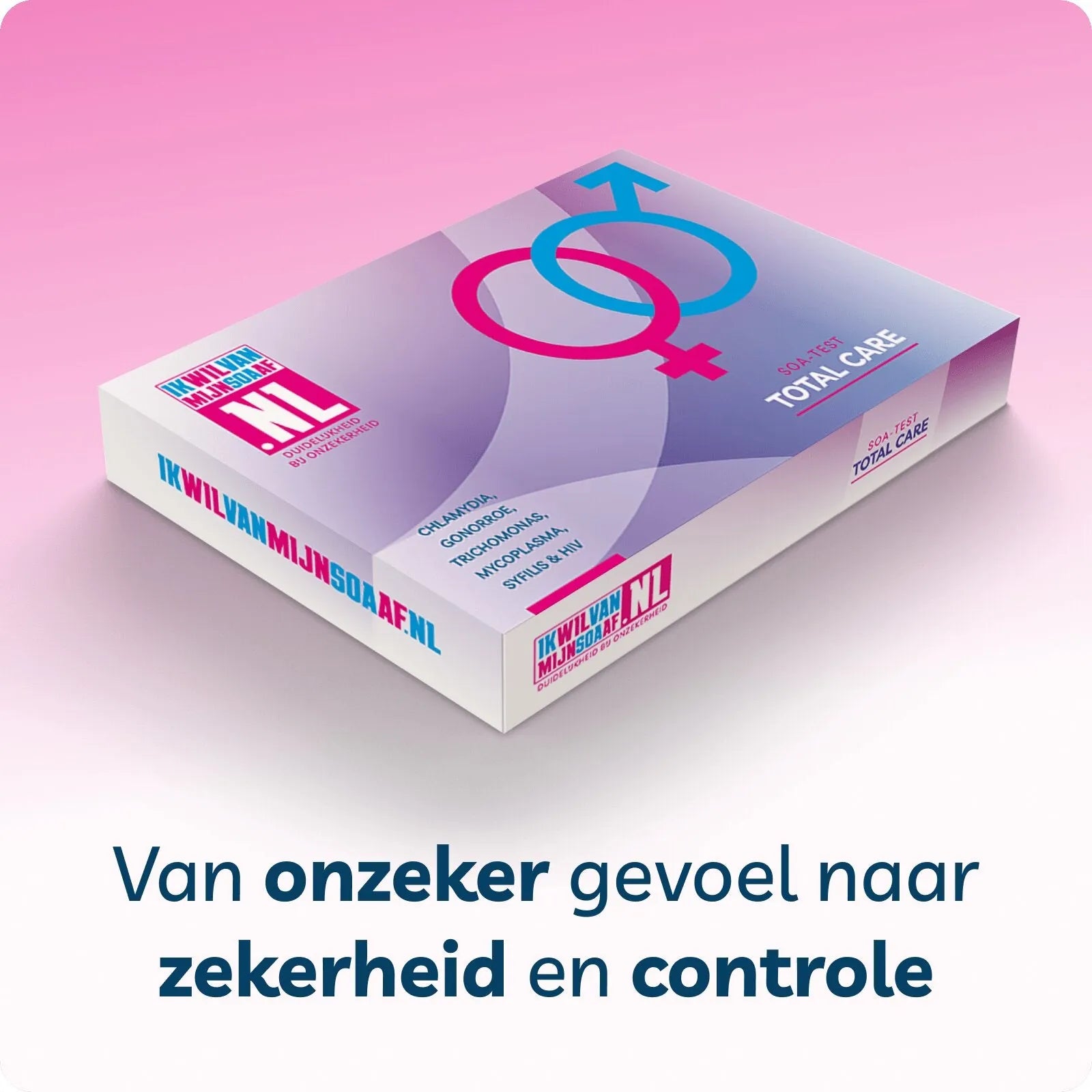 Total Care 6 in 1 SOA thuistest: test op Chlamydia, Gonorroe, Trichomonas, Mycoplasma, Syfilis en HIV. Discreet, anoniem en zelfde dag uitslag.