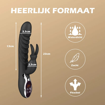 Afmetingen verwarmde vibrator en kenmerken: waterdicht, zacht en flexibel